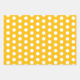Zonnige Geel Witte Stippenpatroon Kunst Inpakpapier Vel