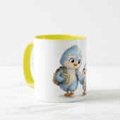 Zonnige Gele Accent Blauwe Vogel Mok (Voorkant links)