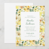Zonnige Gele Aquarel Bloem Feest Uitnodiging (Voorkant / Achterkant)