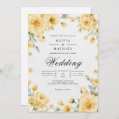 Zonnige Gele Bloemen Whimsy bruiloft Kaart (Voorkant / Achterkant)
