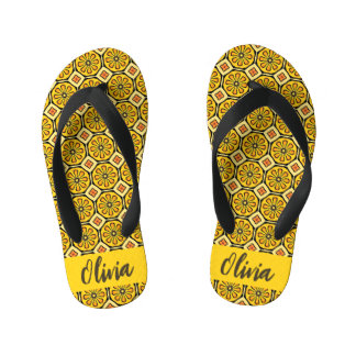 Zonnige gele citrus bloei kinder teenslippers