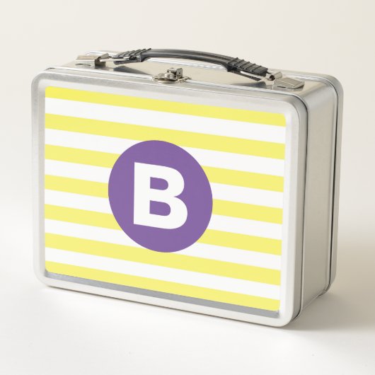 Zonnige Gele Gestreepte Paarse Monogram (Voorkant)