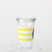 Zonnige Gele Gestreepte Paarse Monogram Acryl Drinkbeker (Rechts)
