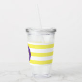 Zonnige Gele Gestreepte Paarse Monogram Acryl Drinkbeker (Links)