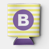 Zonnige Gele Gestreepte Paarse Monogram Blikjeskoeler (Voorkant)