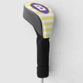 Zonnige Gele Gestreepte Paarse Monogram Golfheadcover (Schuin)