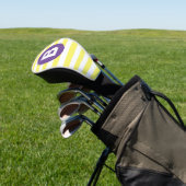 Zonnige Gele Gestreepte Paarse Monogram Golfheadcover (Insitu)