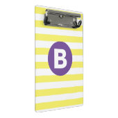 Zonnige Gele Gestreepte Paarse Monogram Mini Klembord (Schuin)