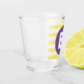 Zonnige Gele Gestreepte Paarse Monogram Shot Glas (Links)