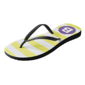 Zonnige Gele Gestreepte Paarse Monogram Teenslippers (Schuin)