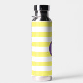 Zonnige Gele Gestreepte Paarse Monogram Waterfles (Rechts)
