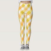 Zonnige gele Gingham check patroon Leggings (Voorkant)