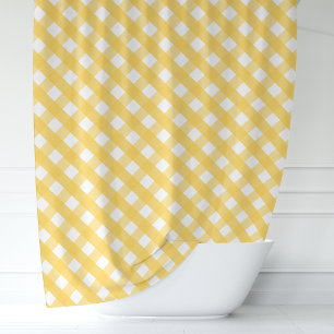 Zonnige Gele Gingham Douchegordijn