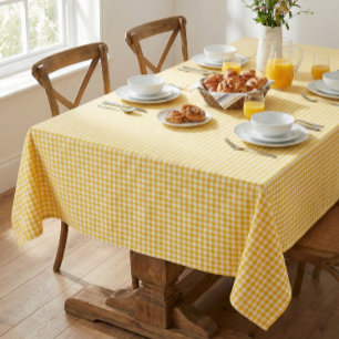 Zonnige Gele Gingham Plaid Boerderij Cottage Tafelkleed