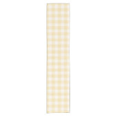 Zonnige Gele Gingham Plaid Gingham Korte Tafelloper (Voorkant)