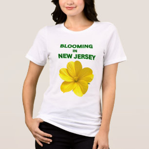 ZONNIGE GELE HISBISCUS WITTE BLOMEN LENTE DAMES Tri-Blend SHIRT