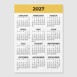 Zonnige Gele Kalender 2027 Magnetisch met volledig