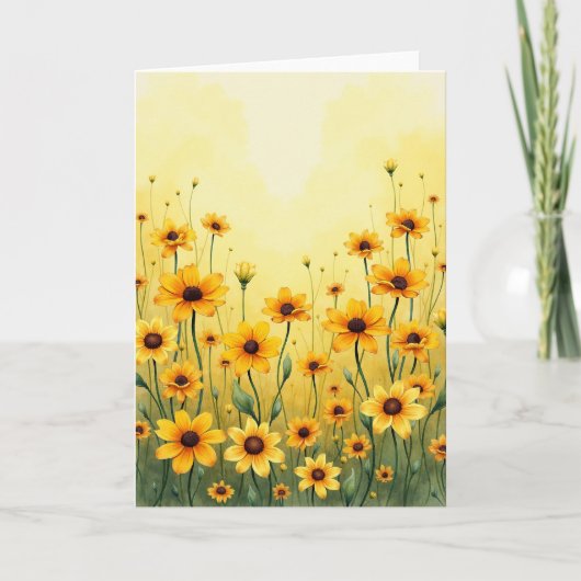 Zonnige Gele Moederdag Bloemen Kaart (Voorkant)