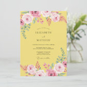 Zonnige Gele Ranunculus Eucalyptus Bruiloft Kaart (Staand voorkant)