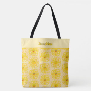Zonnige Gele Rode Zon Gezicht Kinder Strand Print Tote Bag