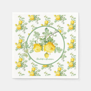 Zonnige Gele Rozen Elegante Bloemen Huwelijk Servet