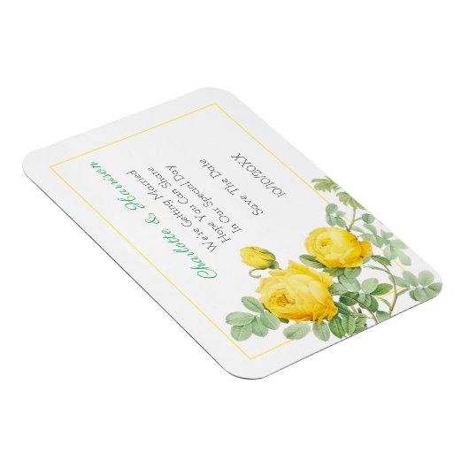 Zonnige gele rozen Elegante bloemen sparen de datu Magneet (Rechterzijde)