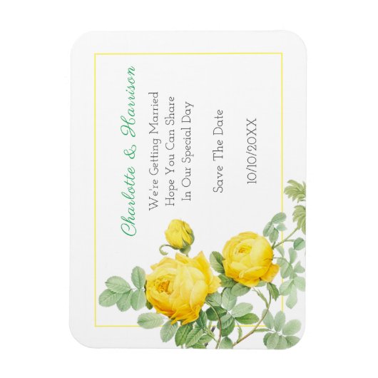 Zonnige gele rozen Elegante bloemen sparen de datu Magneet (Verticaal)