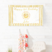 Zonnige Gele Strepen Verjaardag Spandoek (Insitu)
