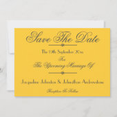 Zonnige Gele Trouw Donkere Script Save The Date Aankondiging (Voorkant)