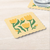 Zonnige Gele Tulp Papier Onderzetter (Gebogen)