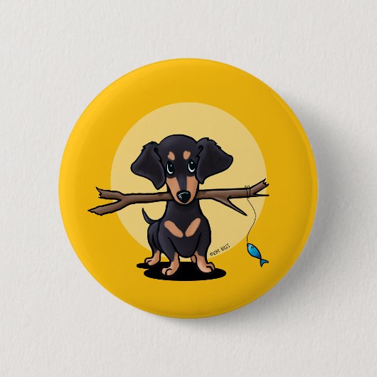 Zonnige Gele Vis Doxie Hond Ronde Button 5,7 Cm (Voorkant)