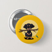 Zonnige Gele Vis Doxie Hond Ronde Button 5,7 Cm (Voorkant /achterkant)