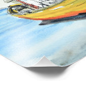 Zonnige Gele Vissersboot Foto Afdruk (Hoek)