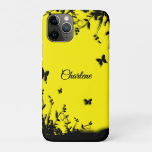 Zonnige gele vlindertuin gepersonaliseerd Case-Mate iPhone case