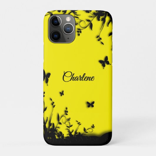 Zonnige gele vlindertuin gepersonaliseerd Case-Mate iPhone case (Achterkant)