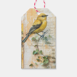 Zonnige Gele Vogel Junk Journal II Cadeaulabel