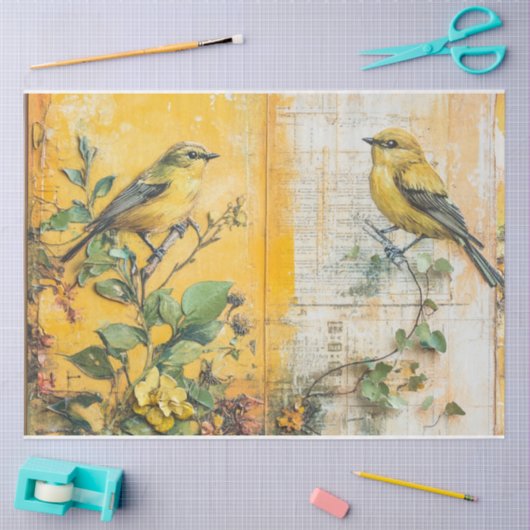 Zonnige gele vogel junk journal tissuepapier (Craft)