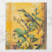 Zonnige gele vogel junk journal wijn etiket (Enkel label)