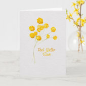 Zonnige Gele Waterverf Bloemen Beterschap Kaart (Gele Bloem)