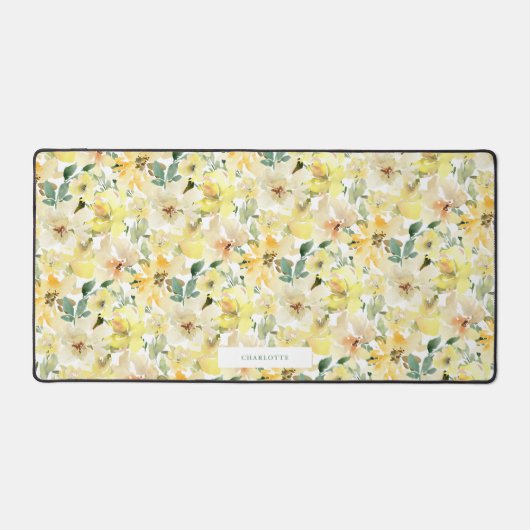 Zonnige Gele Waterverf Bloemen Spiraal Bureaumat (Voorkant)