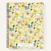 Zonnige Gele Waterverf Bloemen Spiral Notitieboek (Voorkant)