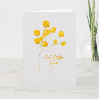 Zonnige Gele Waterverf Bloemen Voel je Gauw Beter Kaart
