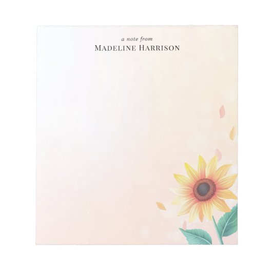Zonnige Gele Zonnebloem Pastel Gepersonaliseerde N Notitieblok (Voorkant)