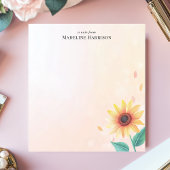 Zonnige Gele Zonnebloem Pastel Gepersonaliseerde N Notitieblok