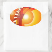 Zonnige geometrische abstractie ovale sticker (Tas)