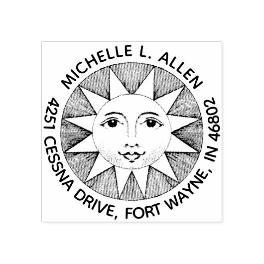 Zonnige glimlach Aangepaste ronde retouradres Rubberstempel (Afrduk)