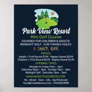 Zonnige golfbaan, minigolfbaan Adverteren Poster