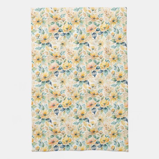 Zonnige gouden bloemen theedoek (Verticaal)