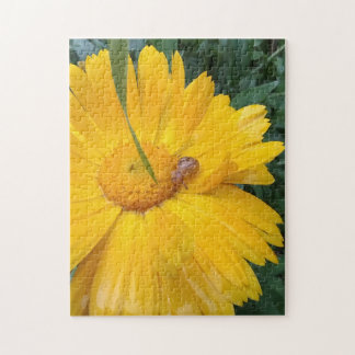 Zonnige Goudsbloem Bloei met Kleine Bezoeker Legpuzzel