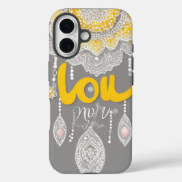 Zonnige grijze kant AI-kunst iPhone 16 Hoesje